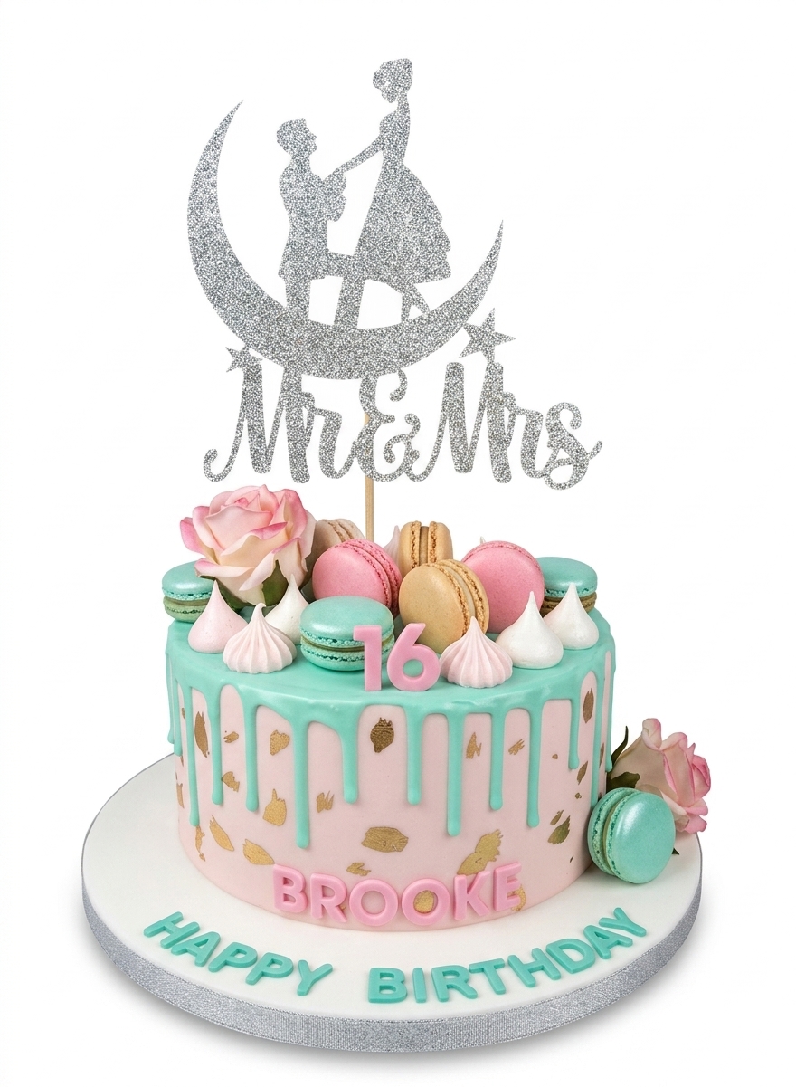 Elegant Drip Macaron Birthday Cake for Her