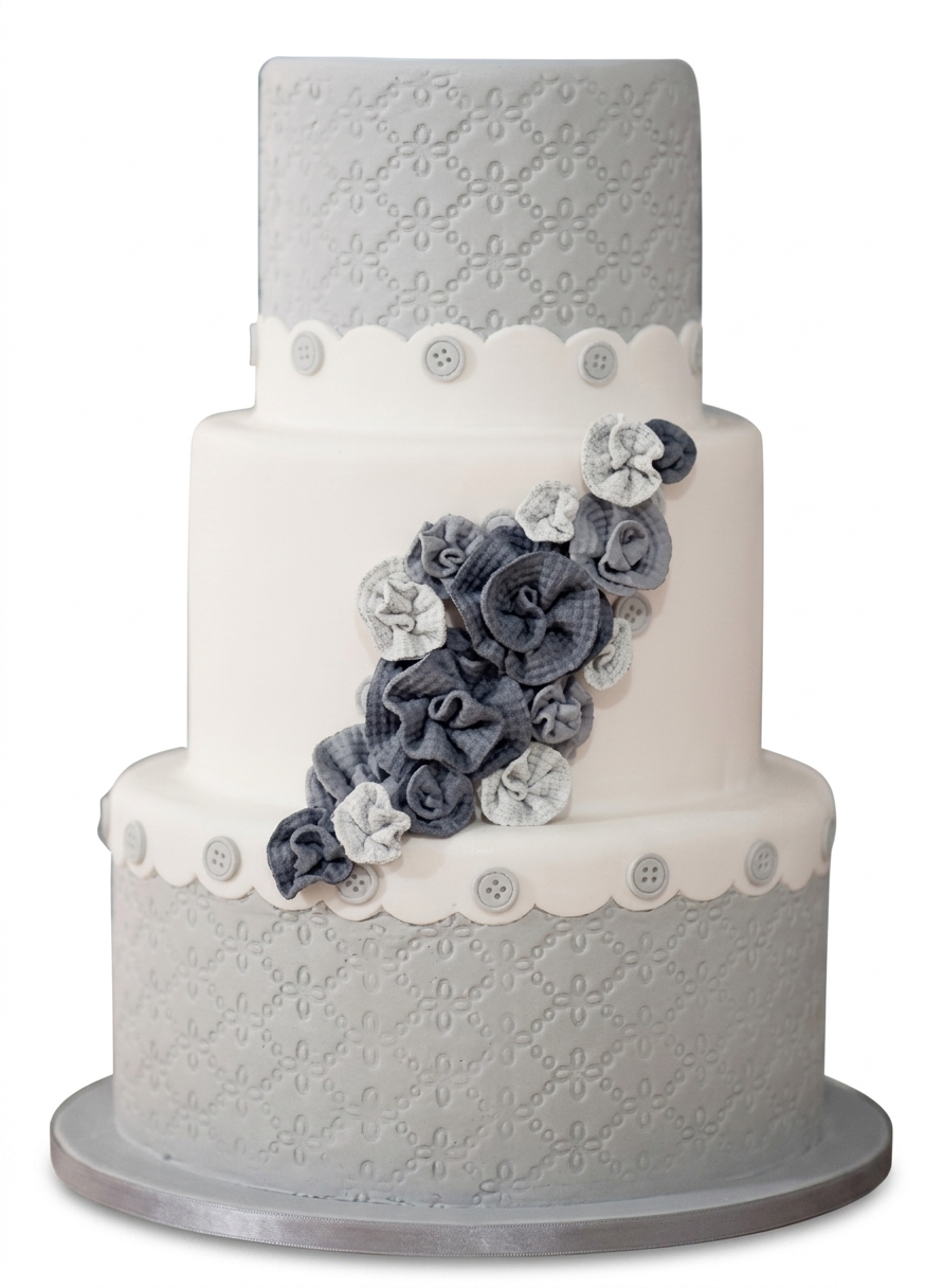 Elegant Grey & White Floral Birthday Cake