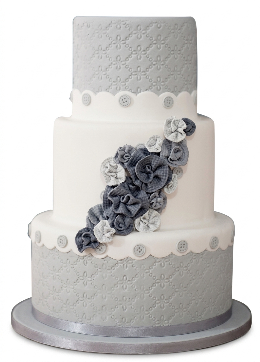 Elegant Grey & White Floral Celebration Cake
