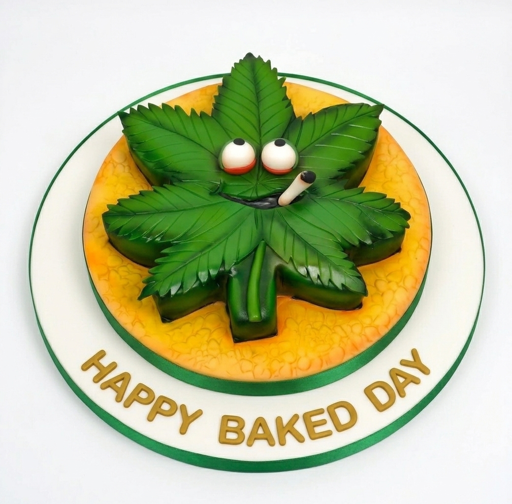 Weed Leaf Novelty Birthday Cake