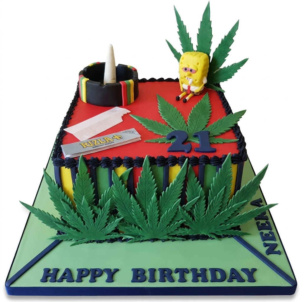 Weed Theme Birthday Cake