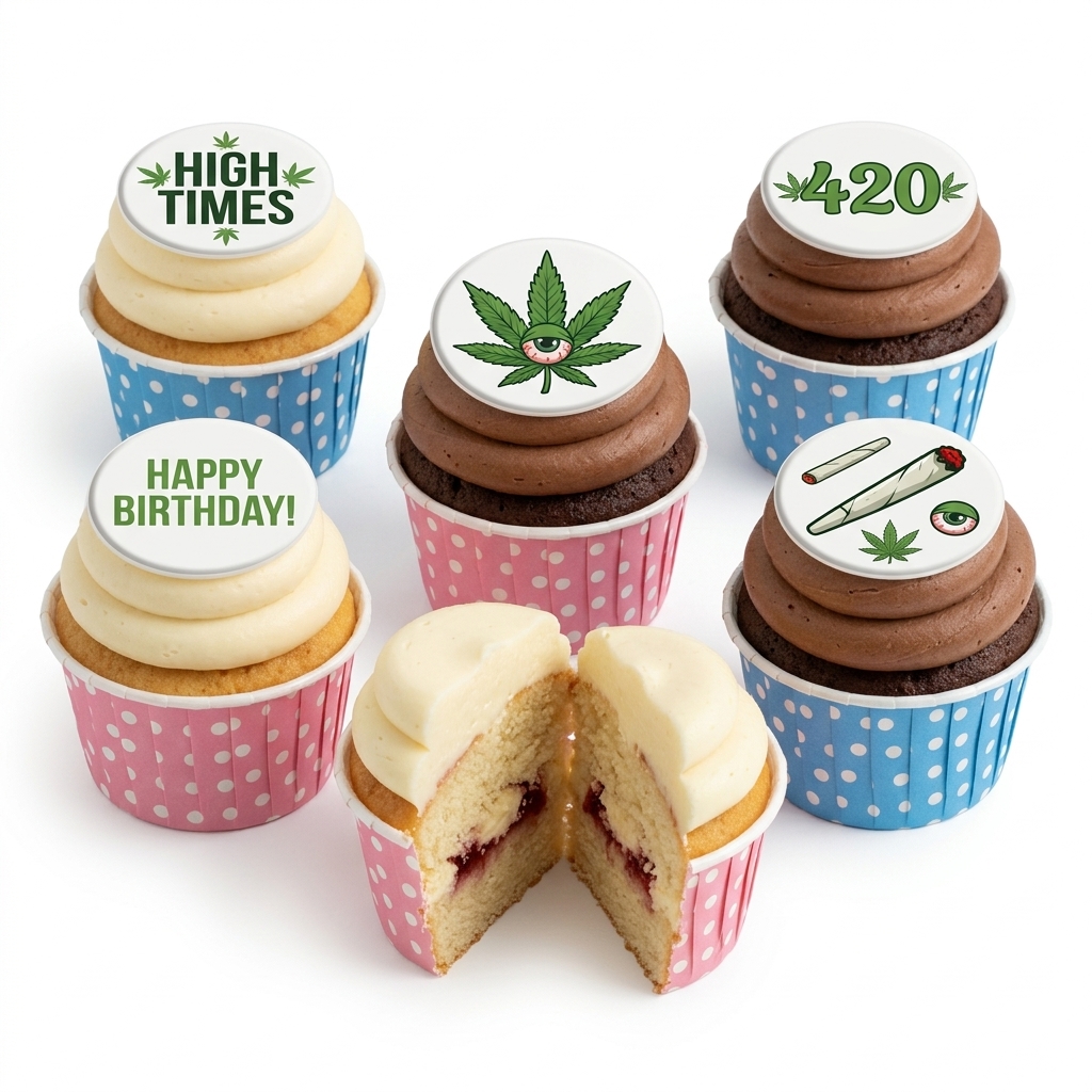 High Times Cannabis Theme Birthday Cupcakes