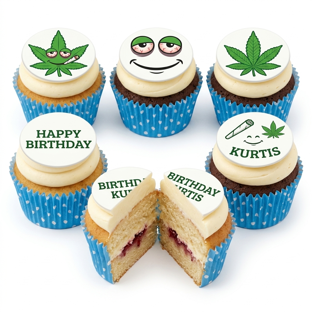 Weed Theme Birthday Cupcakes