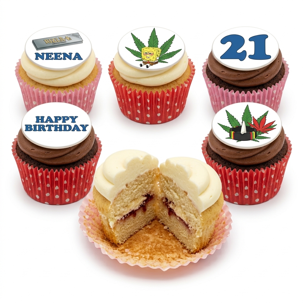 Adult Cannabis Theme Birthday Cupcakes