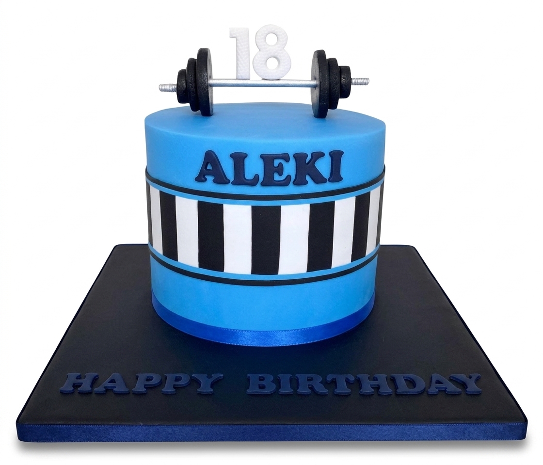 Gym Theme Birthday Cake with Custom Age Topper