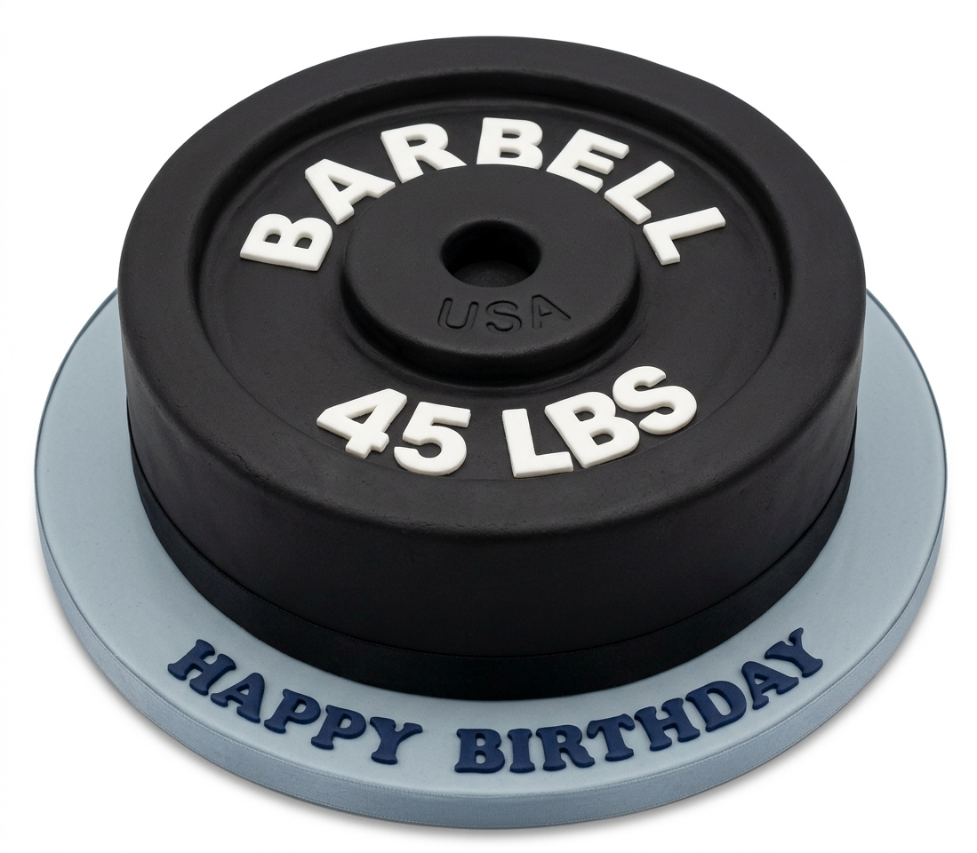 Gym Barbell Weight Plate Birthday Cake