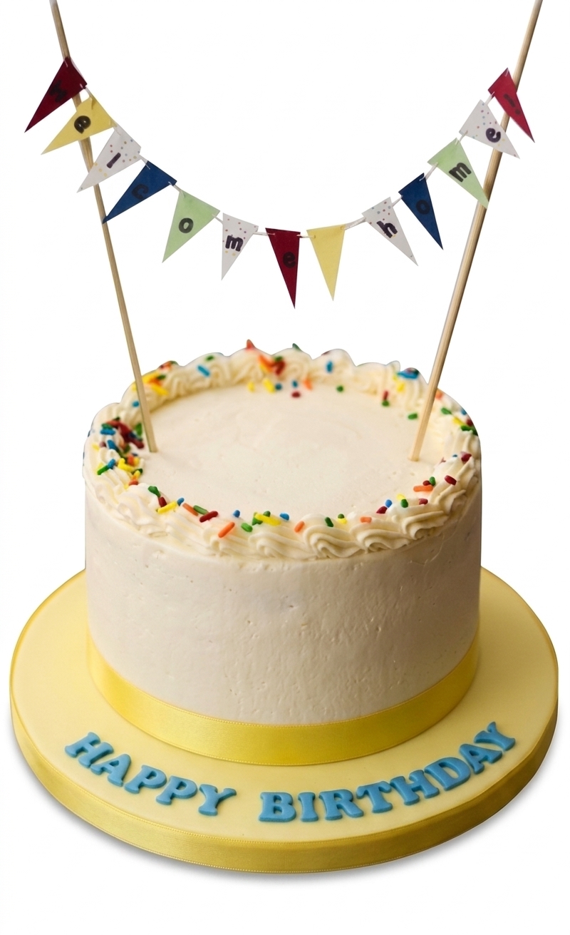 Classic Sprinkles Birthday Cake with Personalised Bunting