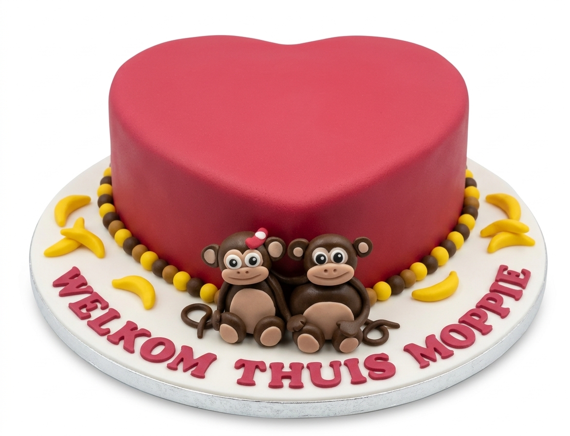 Heart-Shaped Baby Monkey Celebration Cake