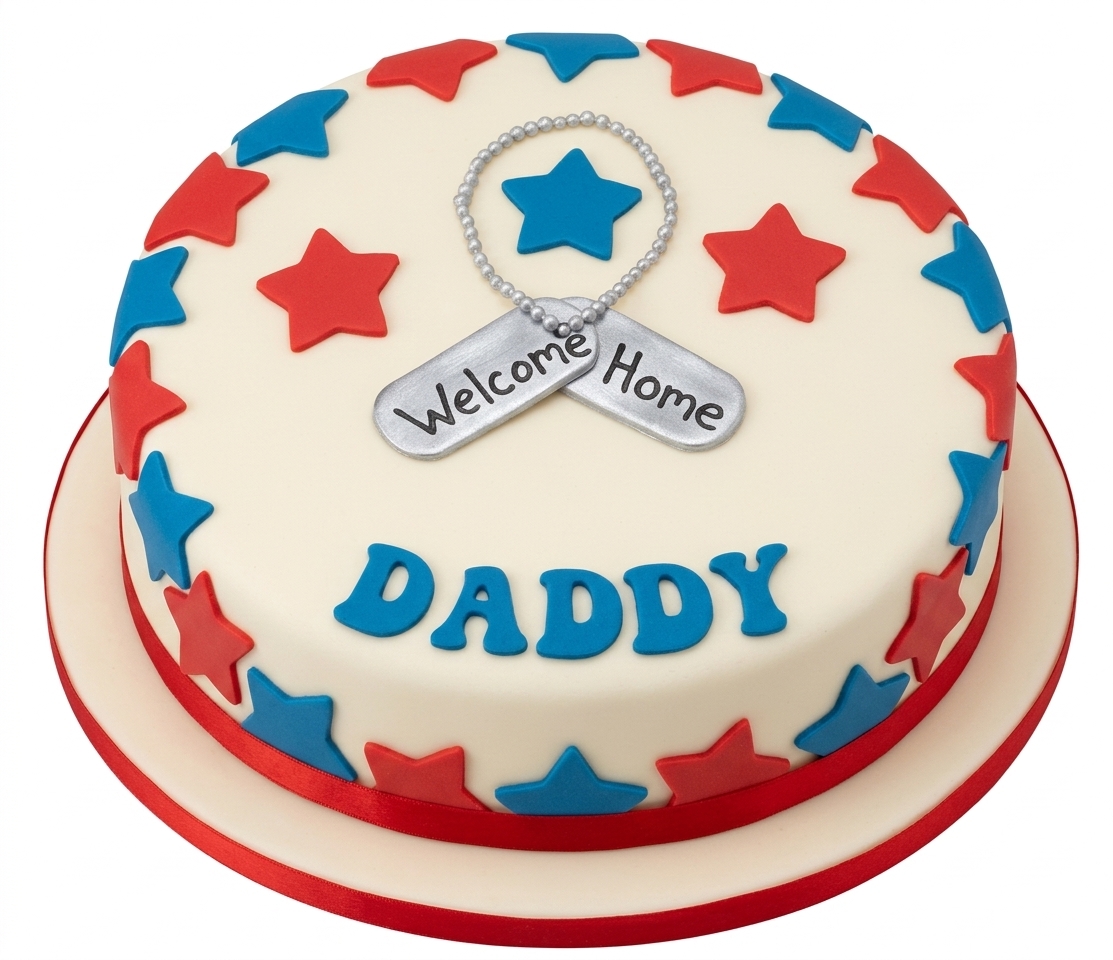 Welcome Home Stars & Dog Tag Cake