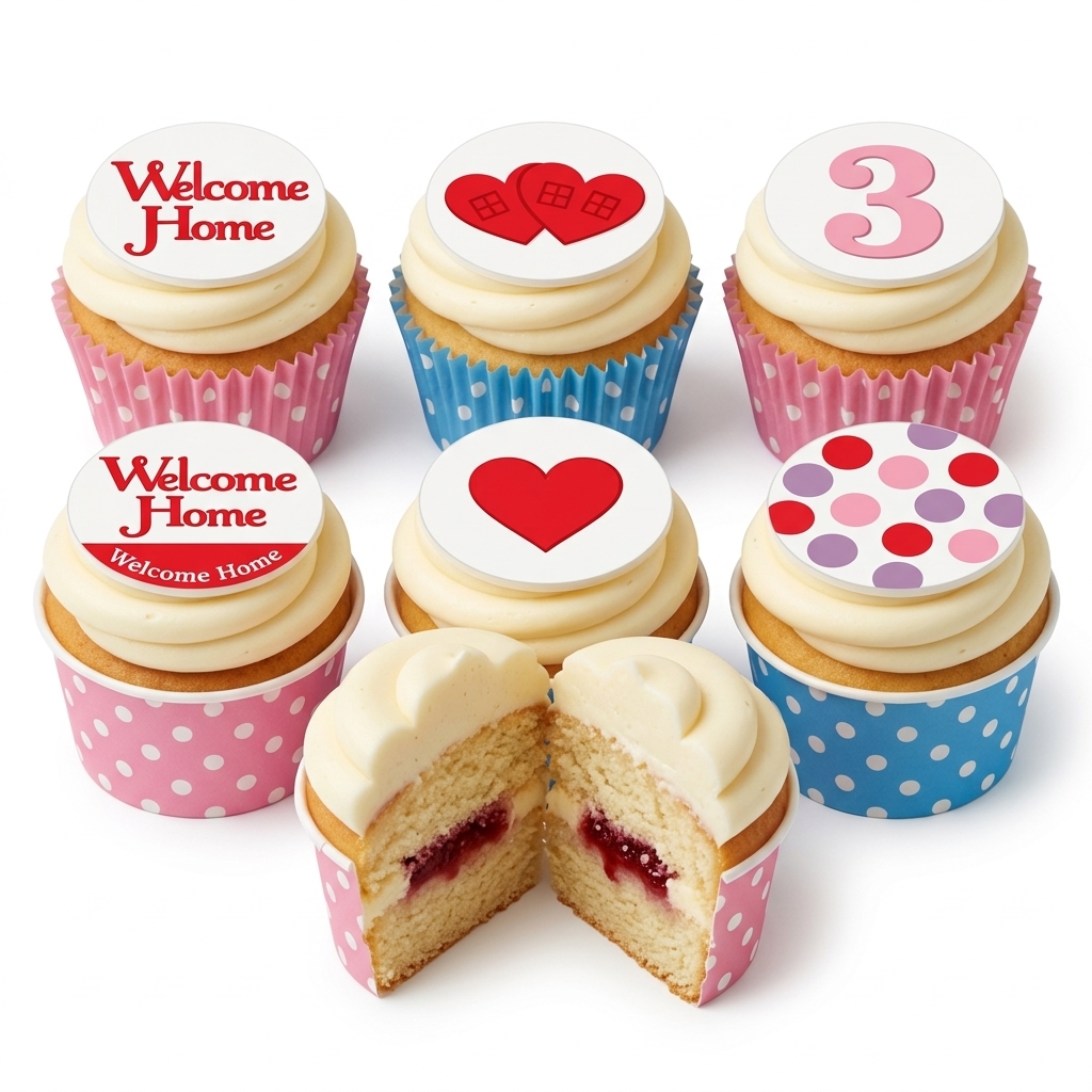 Welcome Home & Custom Age Cupcakes