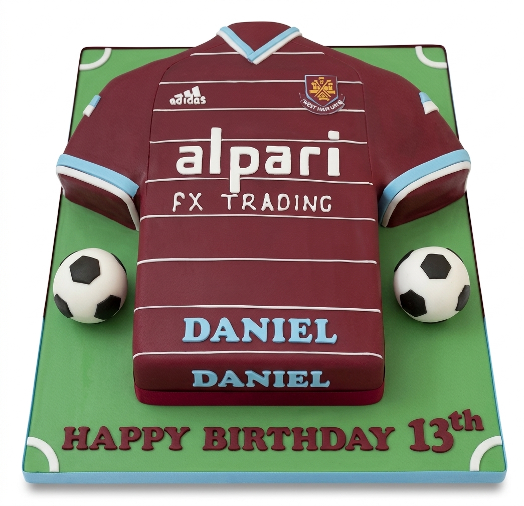 West Ham United Football Shirt Birthday Cake
