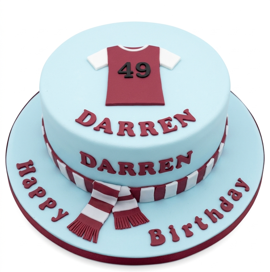 West Ham Football Birthday Cake with Custom Age