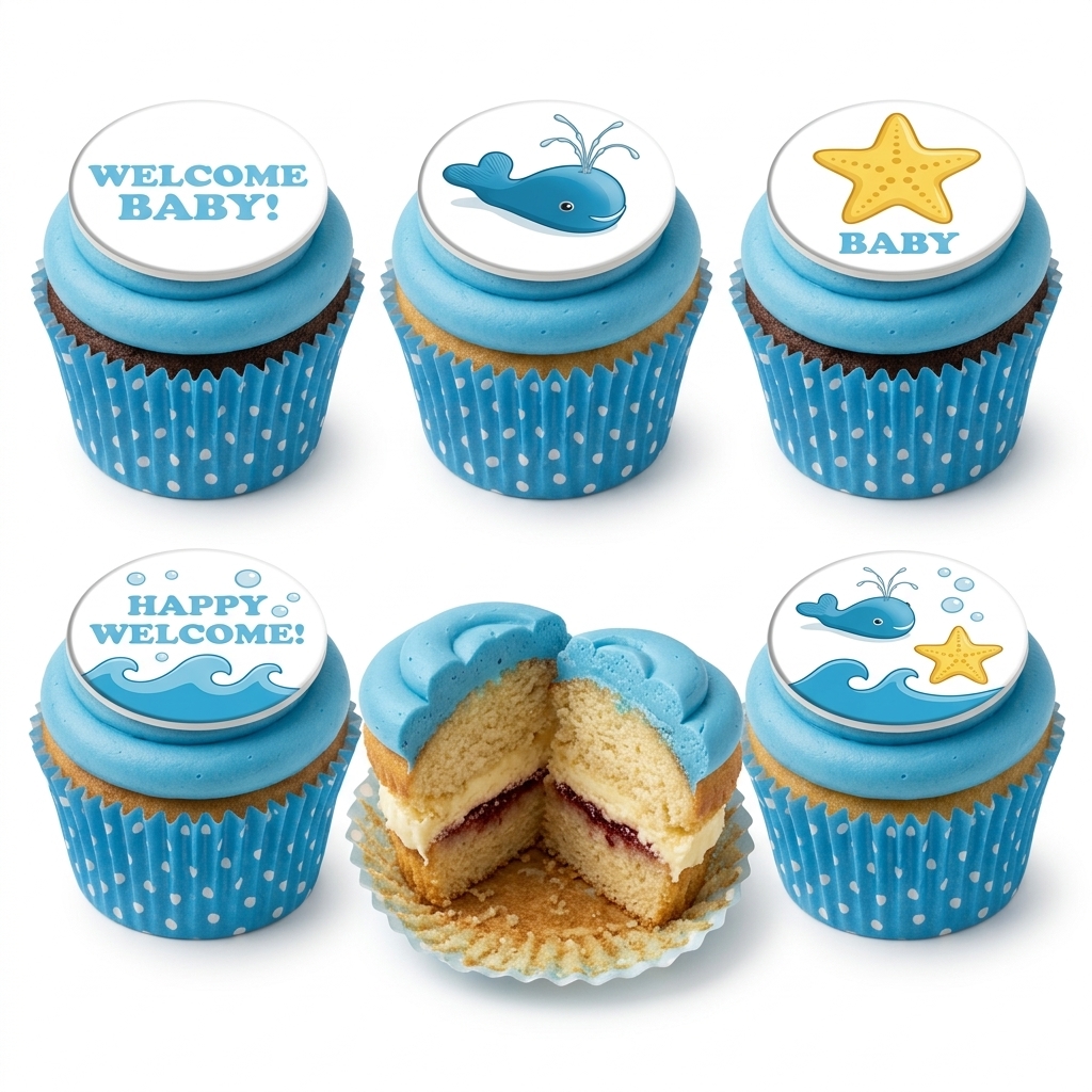 Whale Baby Shower Cupcakes