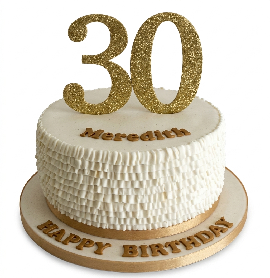 Elegant Ruffle Birthday Cake with Custom Age Topper