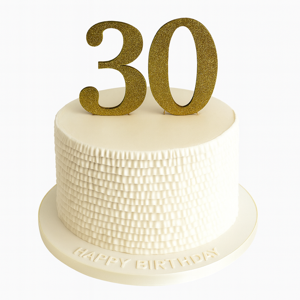 White And Gold 30th Birthday Cakes