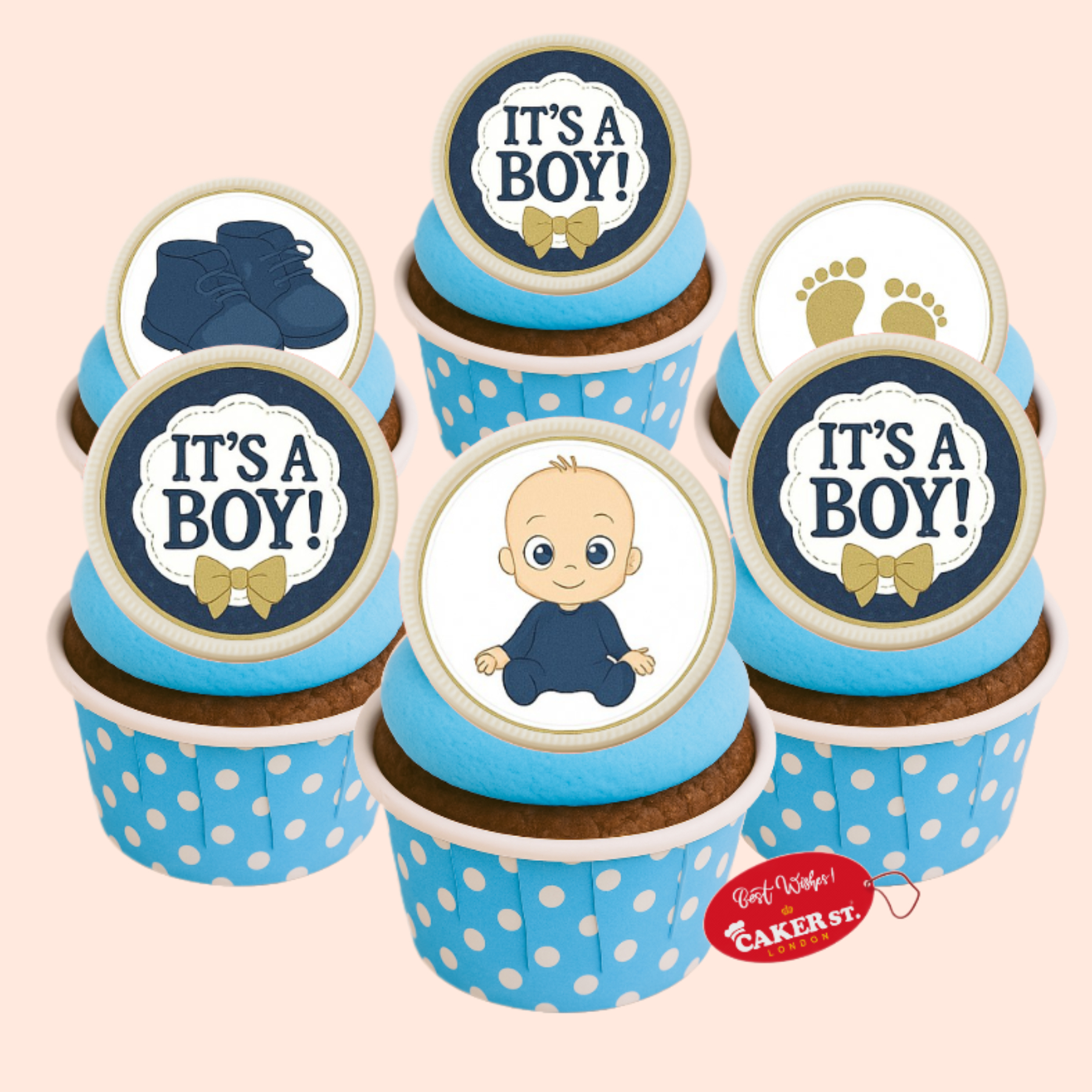 White Chocolate Baby Shower Cupcakes For Boys