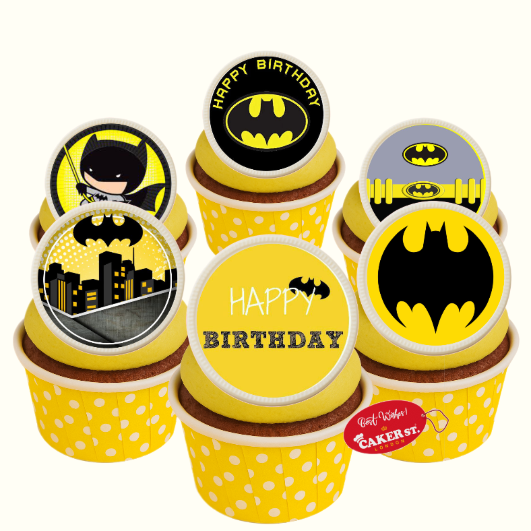 White Chocolate Batman Theme Cupcakes