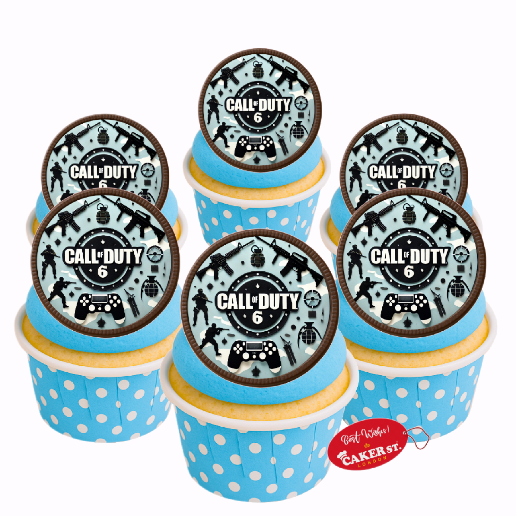White Chocolate Call of Duty Themed Cupcakes