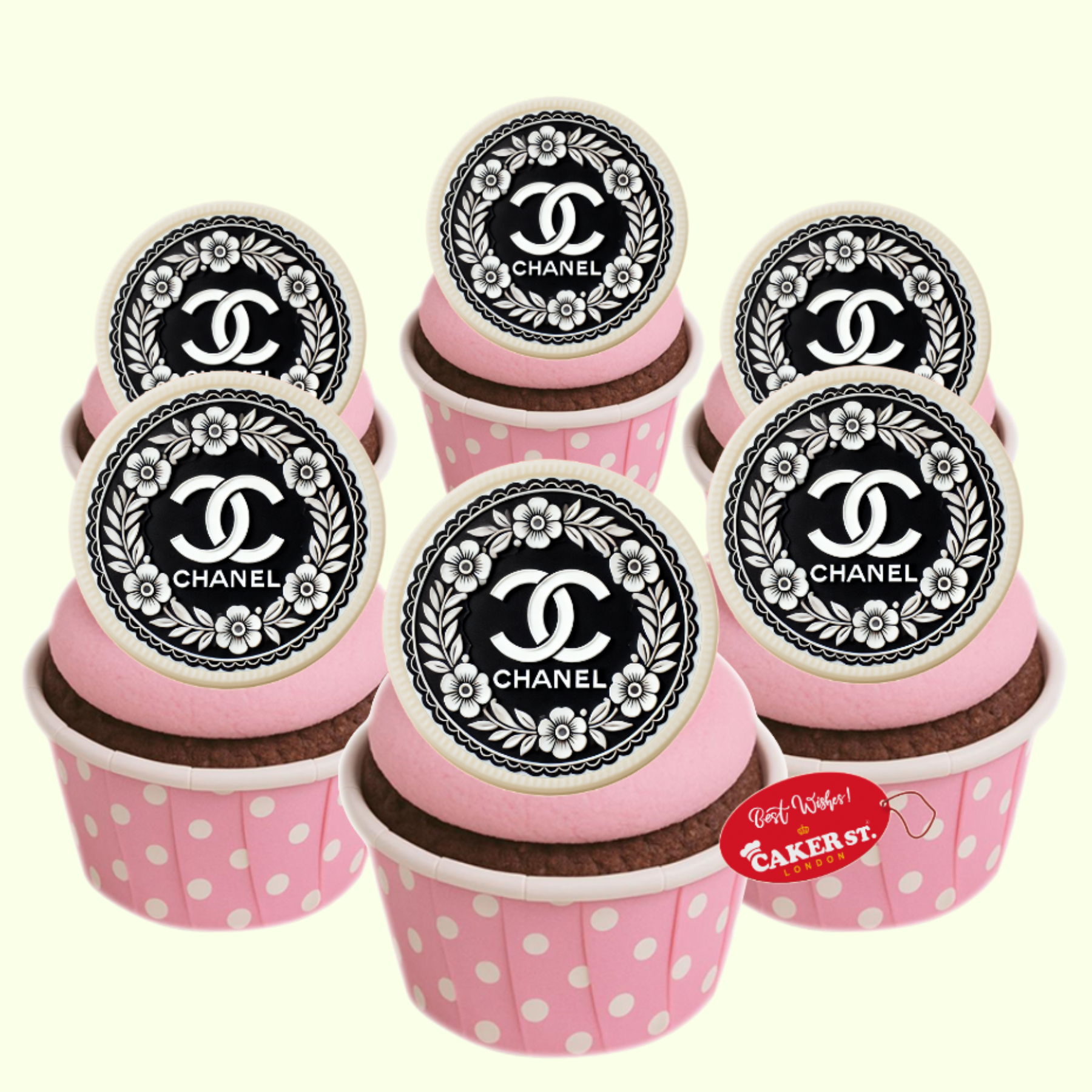 White Chocolate Chanel Themed Cupcakes