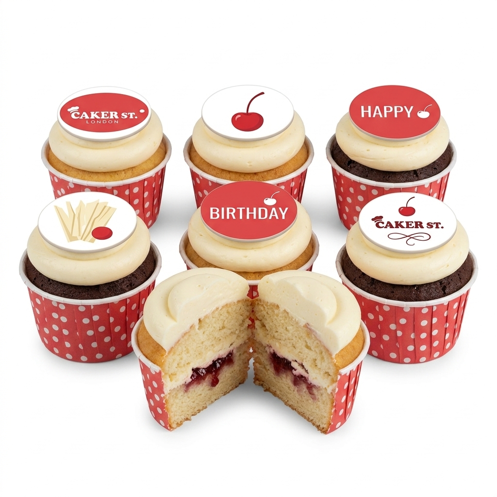 Happy Birthday Cherry Themed Cupcakes