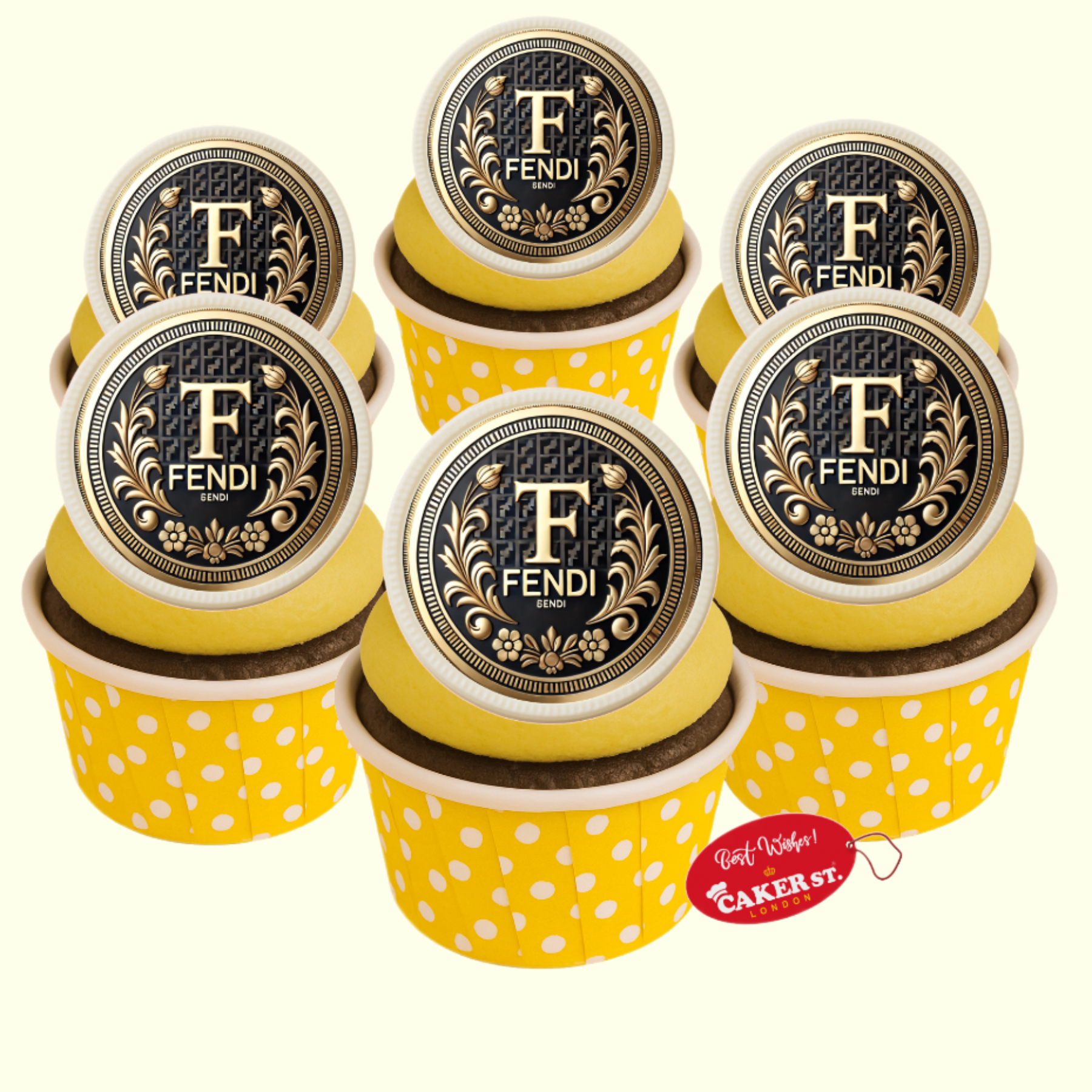 White Chocolate Fendi Themed Cupcakes