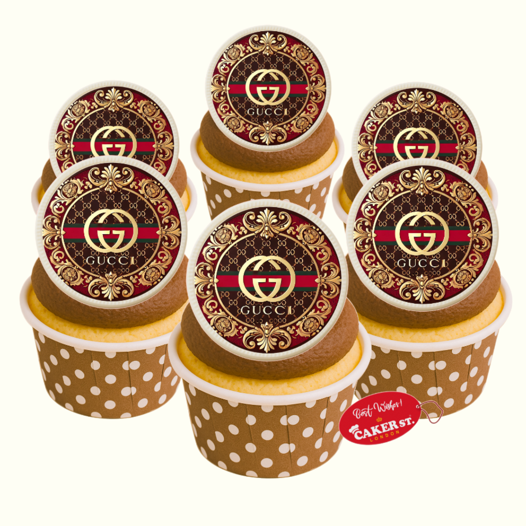 White Chocolate Gucci Themed Cupcakes