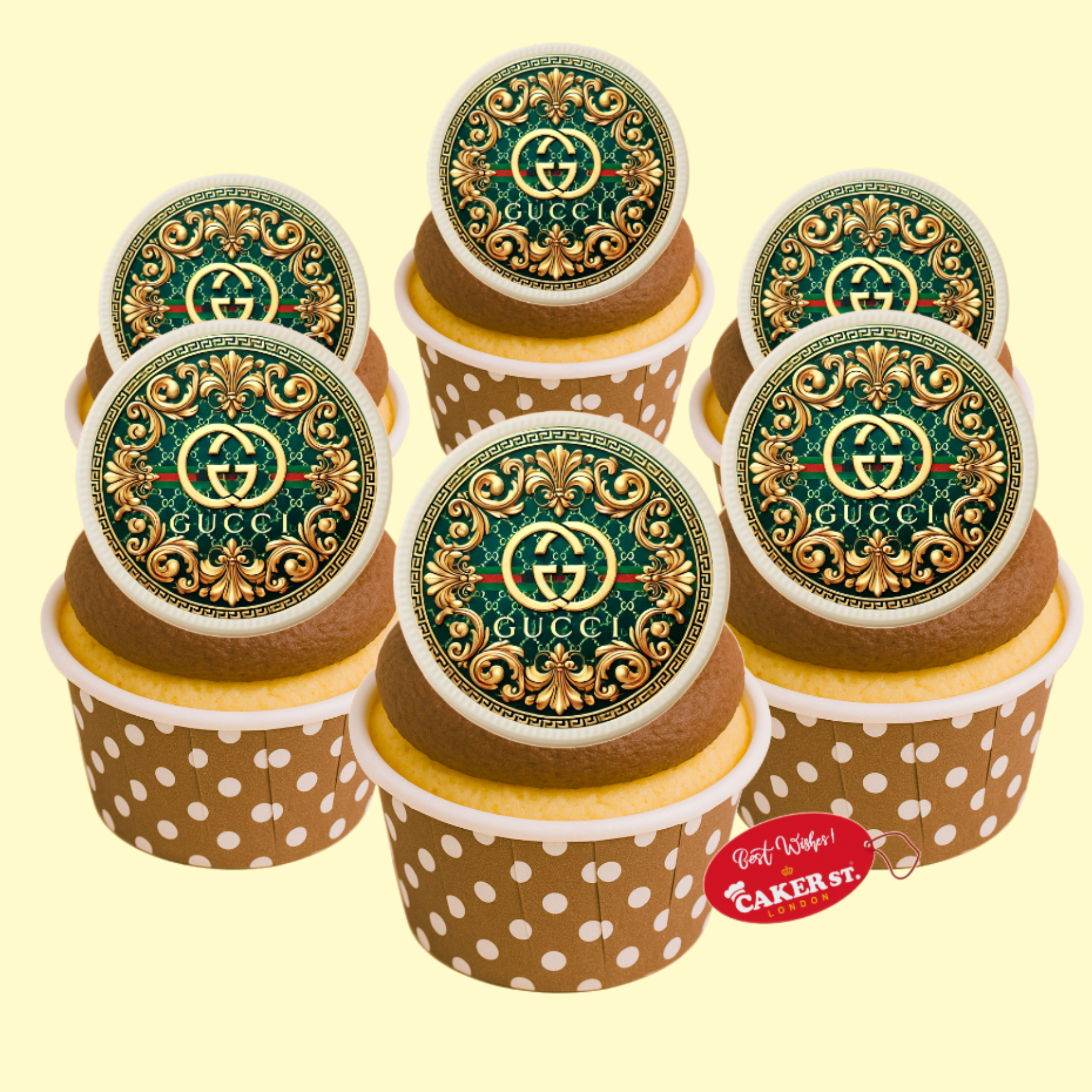 White Chocolate Gucci Themed Cupcakes