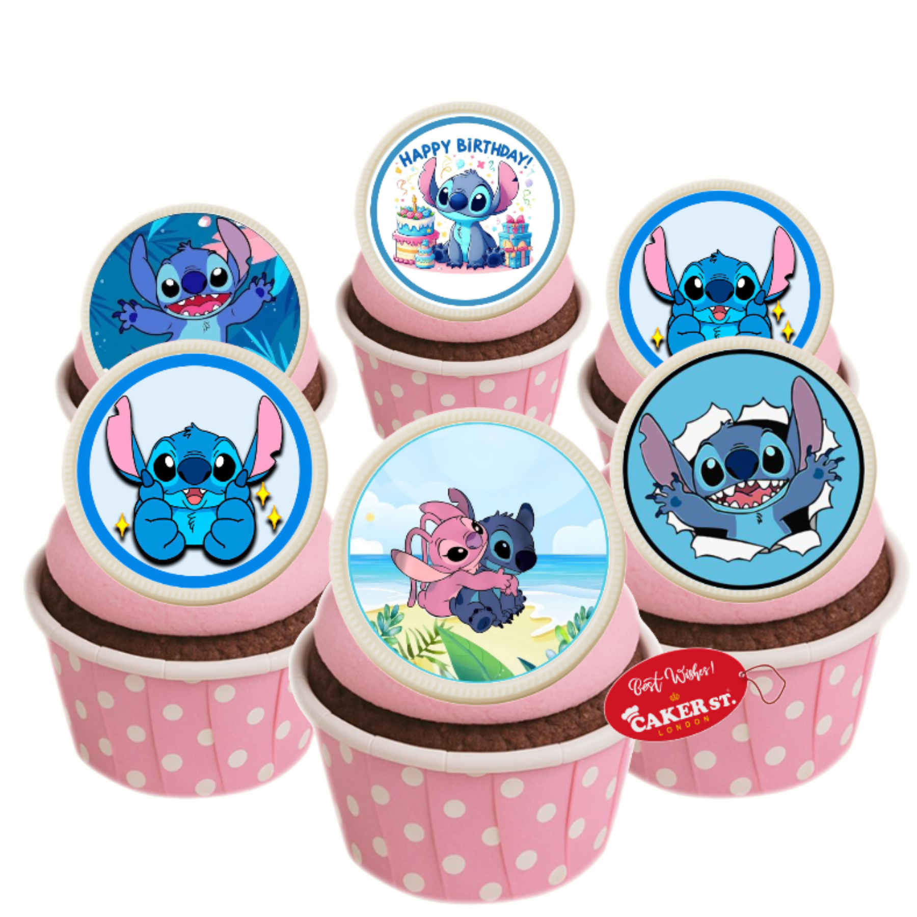 White Chocolate Lilo & Stich Themed Cupcakes
