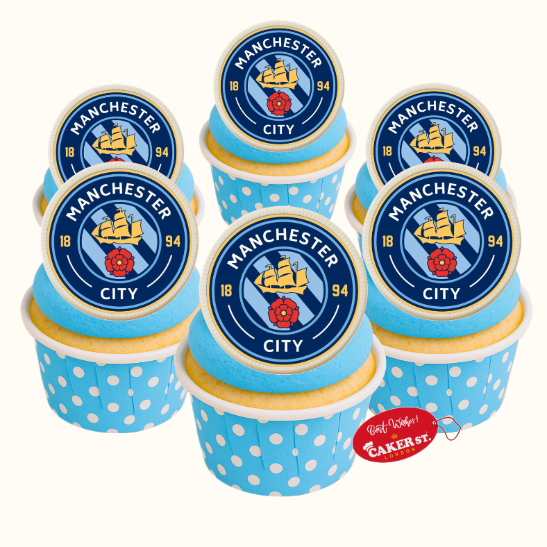 White Chocolate Manchester City Theme Cupcakes 