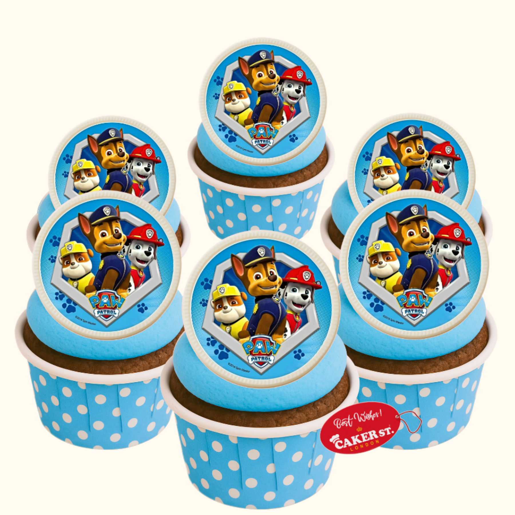 White Chocolate Paw Patrol Themed Cupcakes