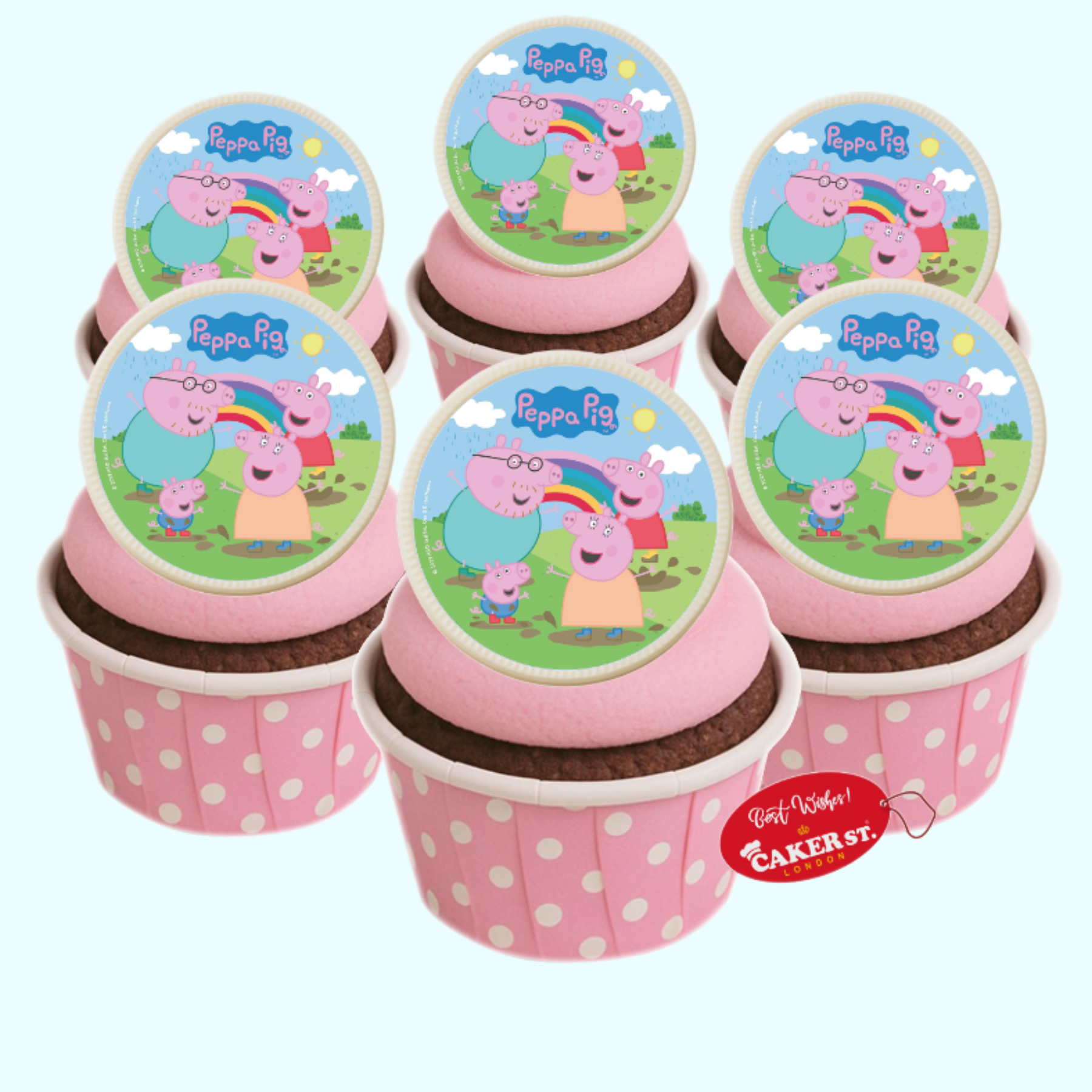 White Chocolate Peppa Pig Theme Cupcakes