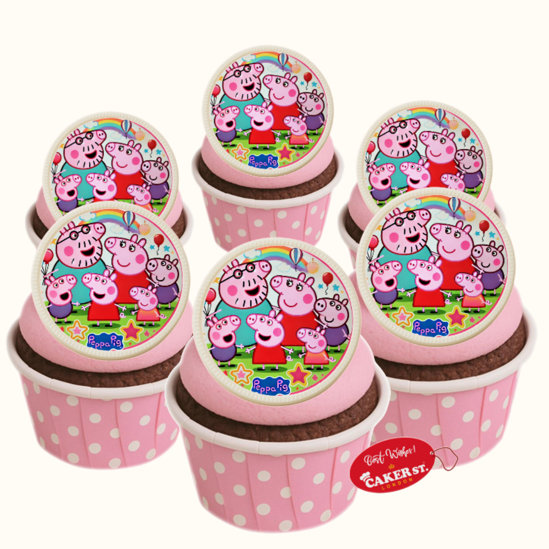 White Chocolate Peppa Pig Themed Cupcakes