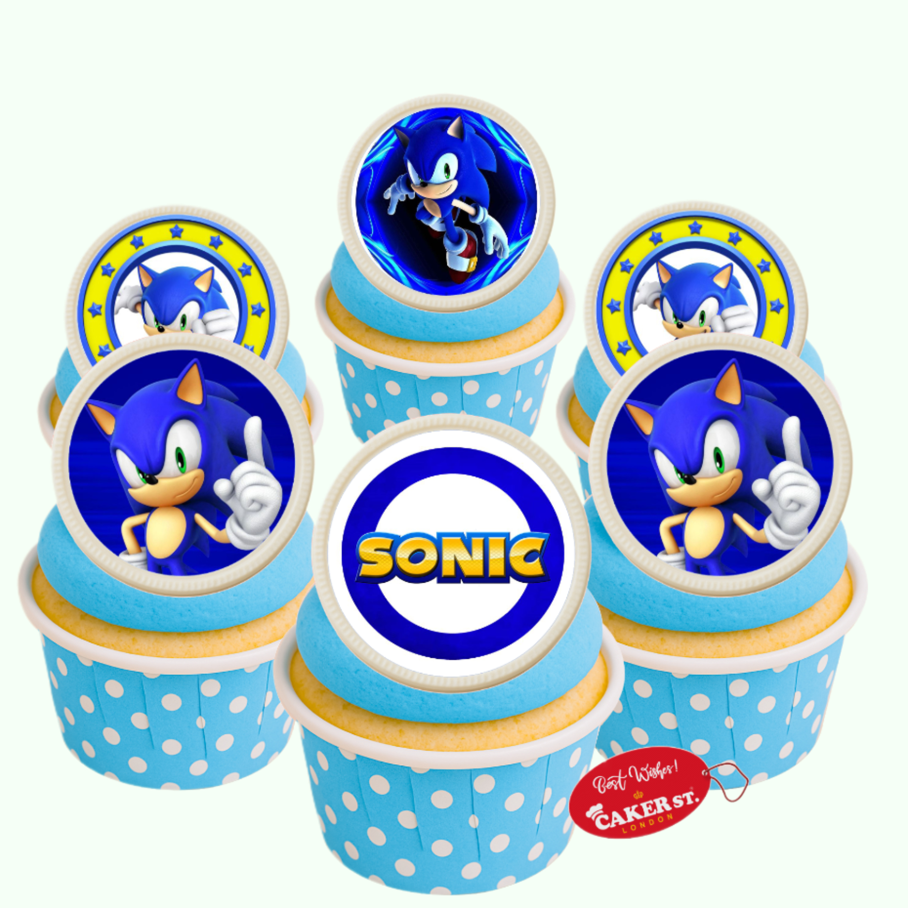 White Chocolate Sonic Hedgehog Themed Cupcakes