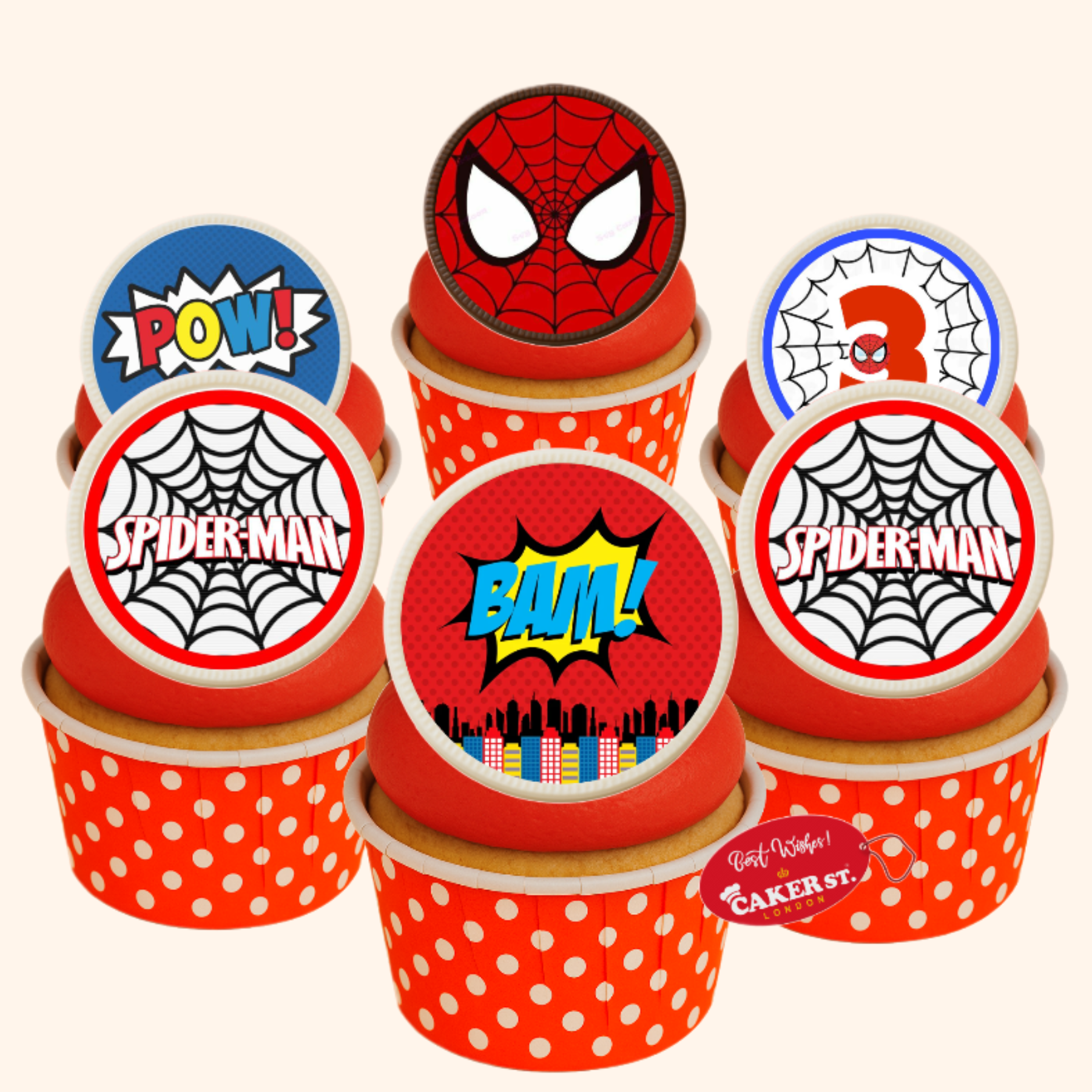 White Chocolate Spiderman Theme Cupcakes