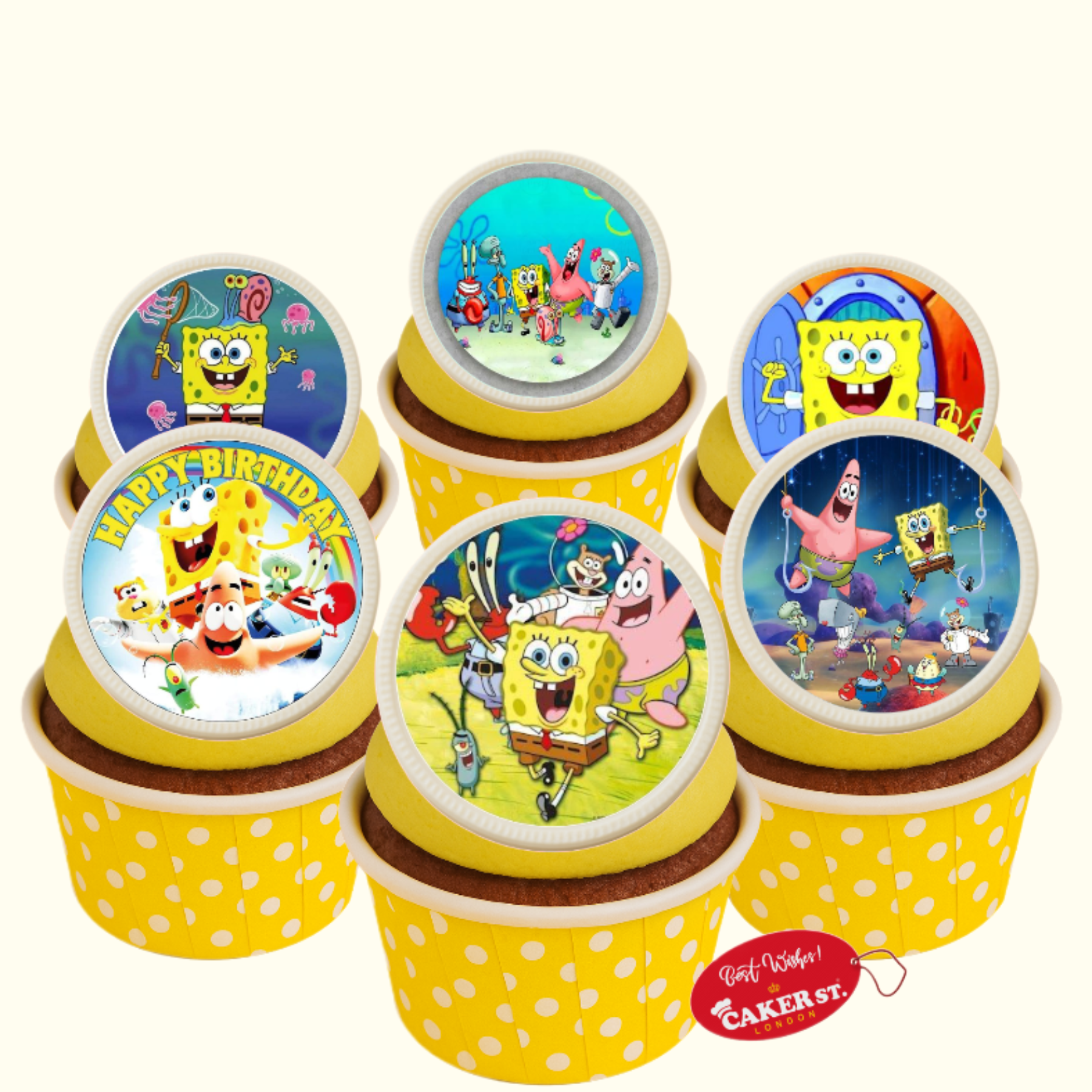 White Chocolate Sponge-bob Theme Cupcakes