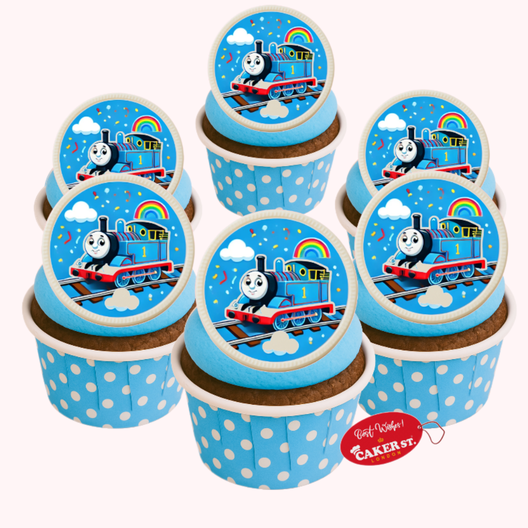 White Chocolate Thomas the Tank Engine Cupcakes