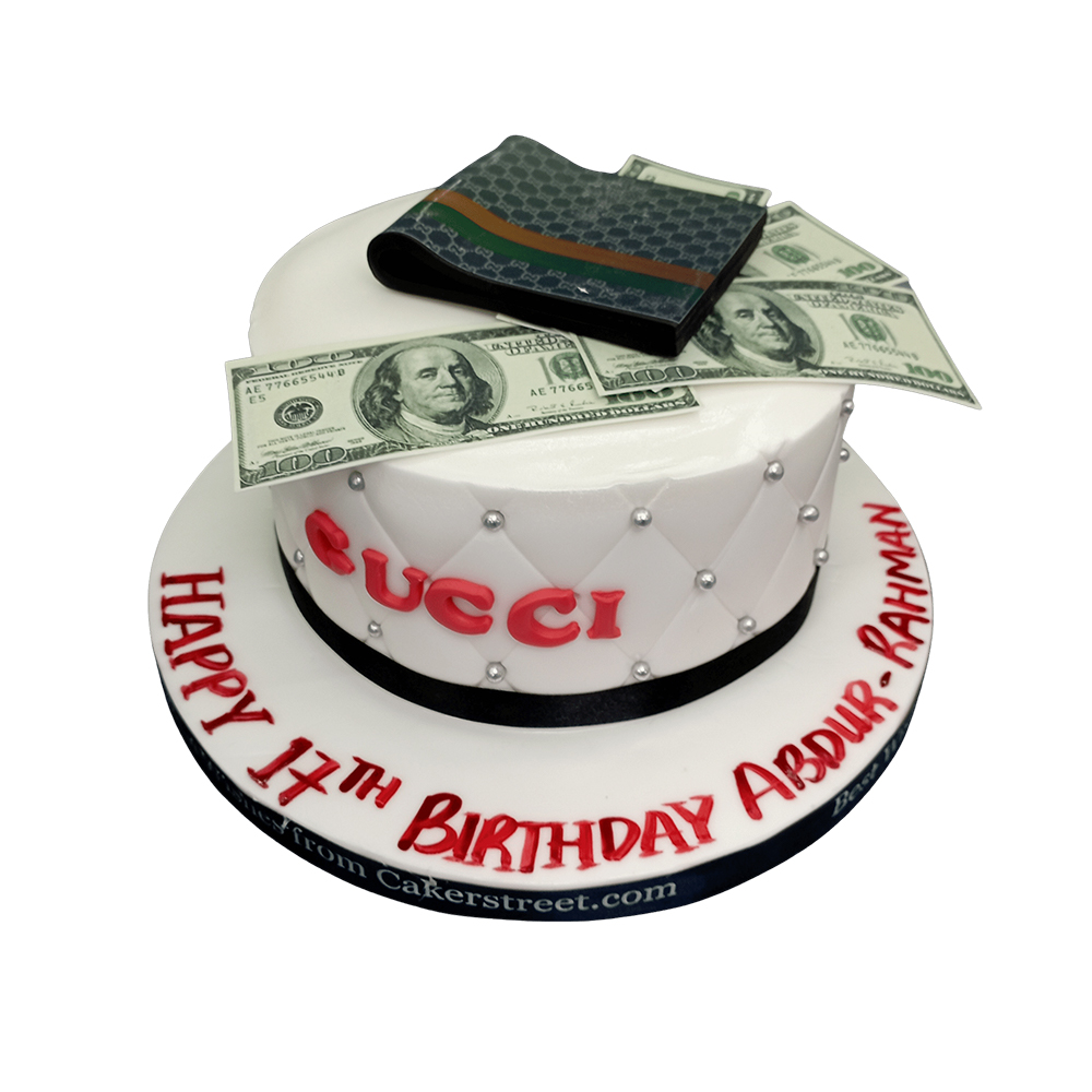White Gucci Themed Cake 