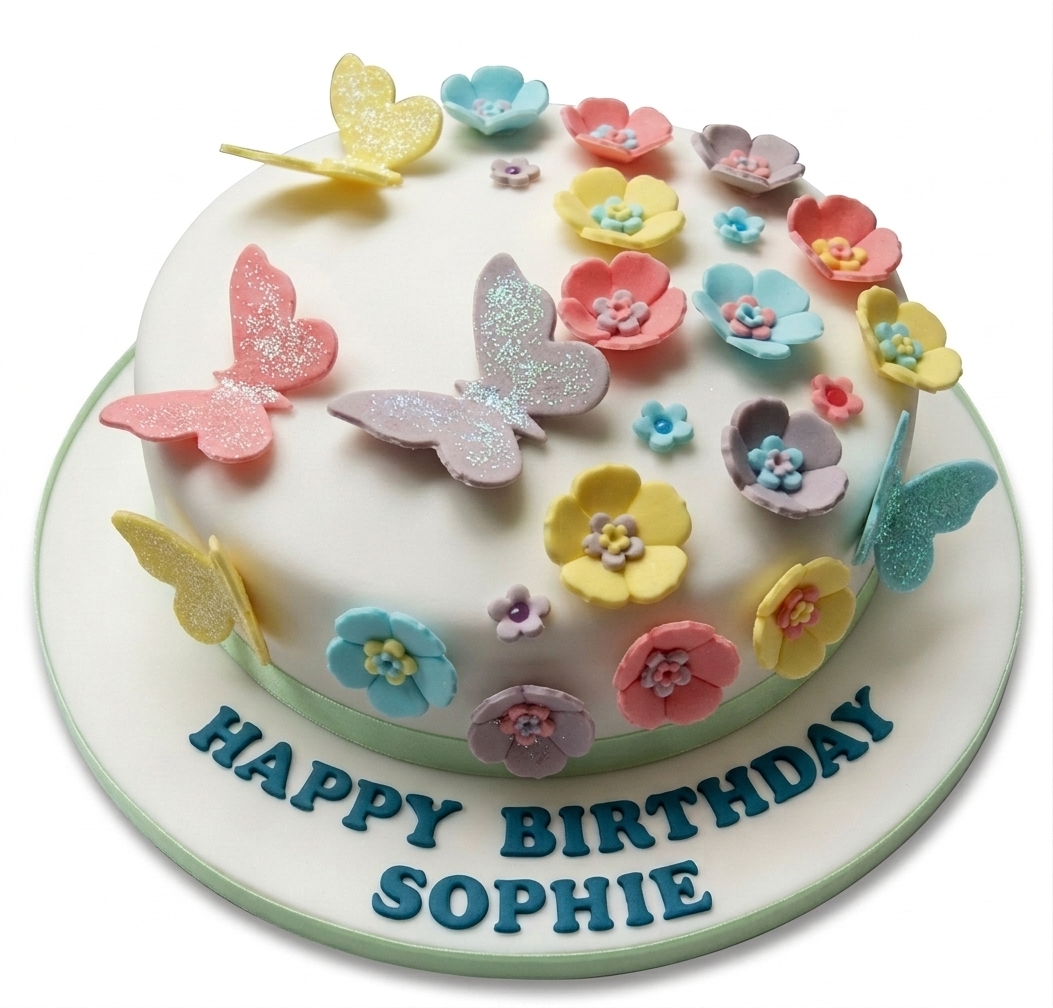 Butterfly & Floral Birthday Cake