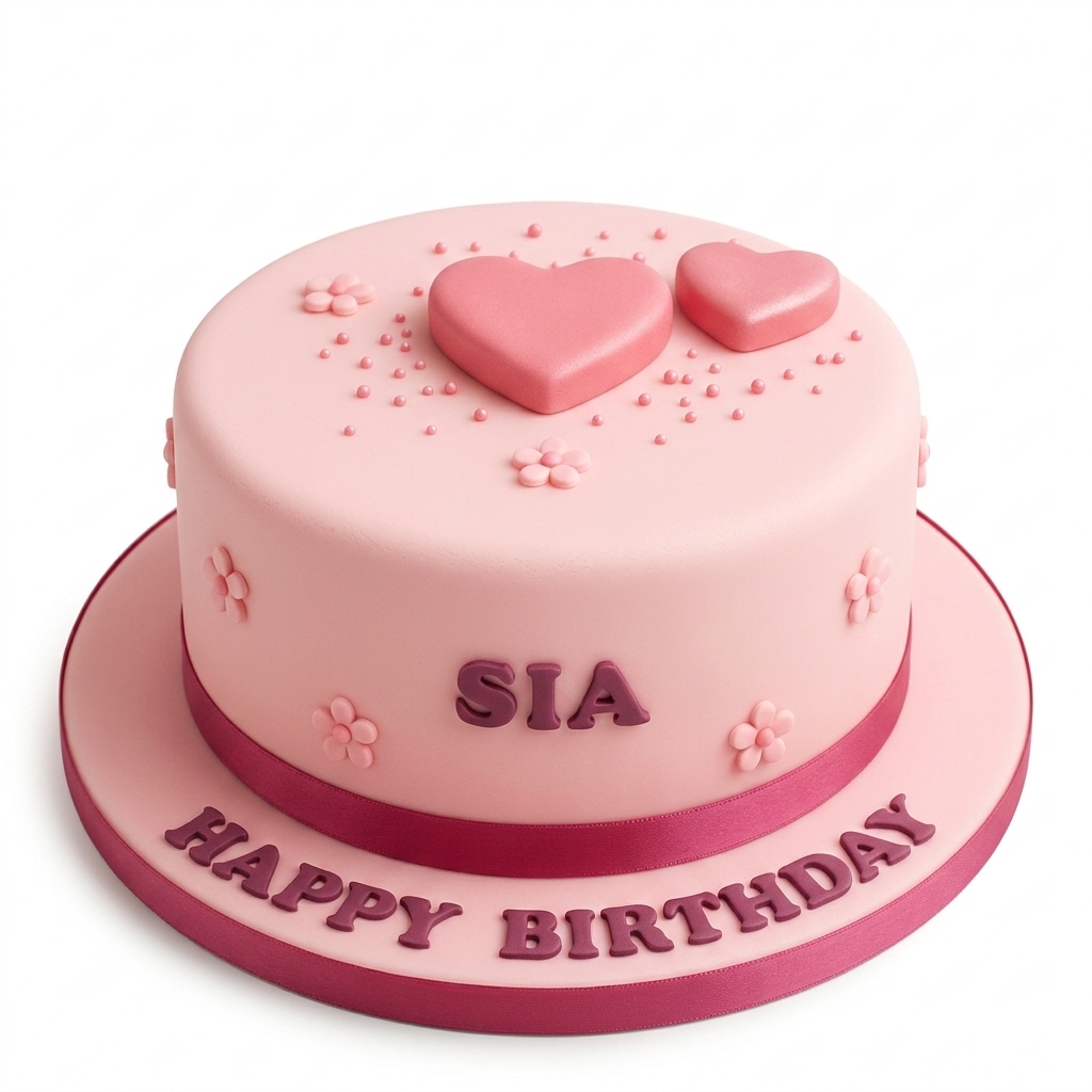 Pink Floral Heart Birthday Cake for Her