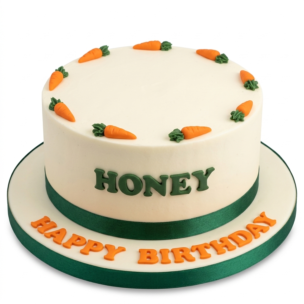 Carrot Theme Birthday Cake with Personalised Name