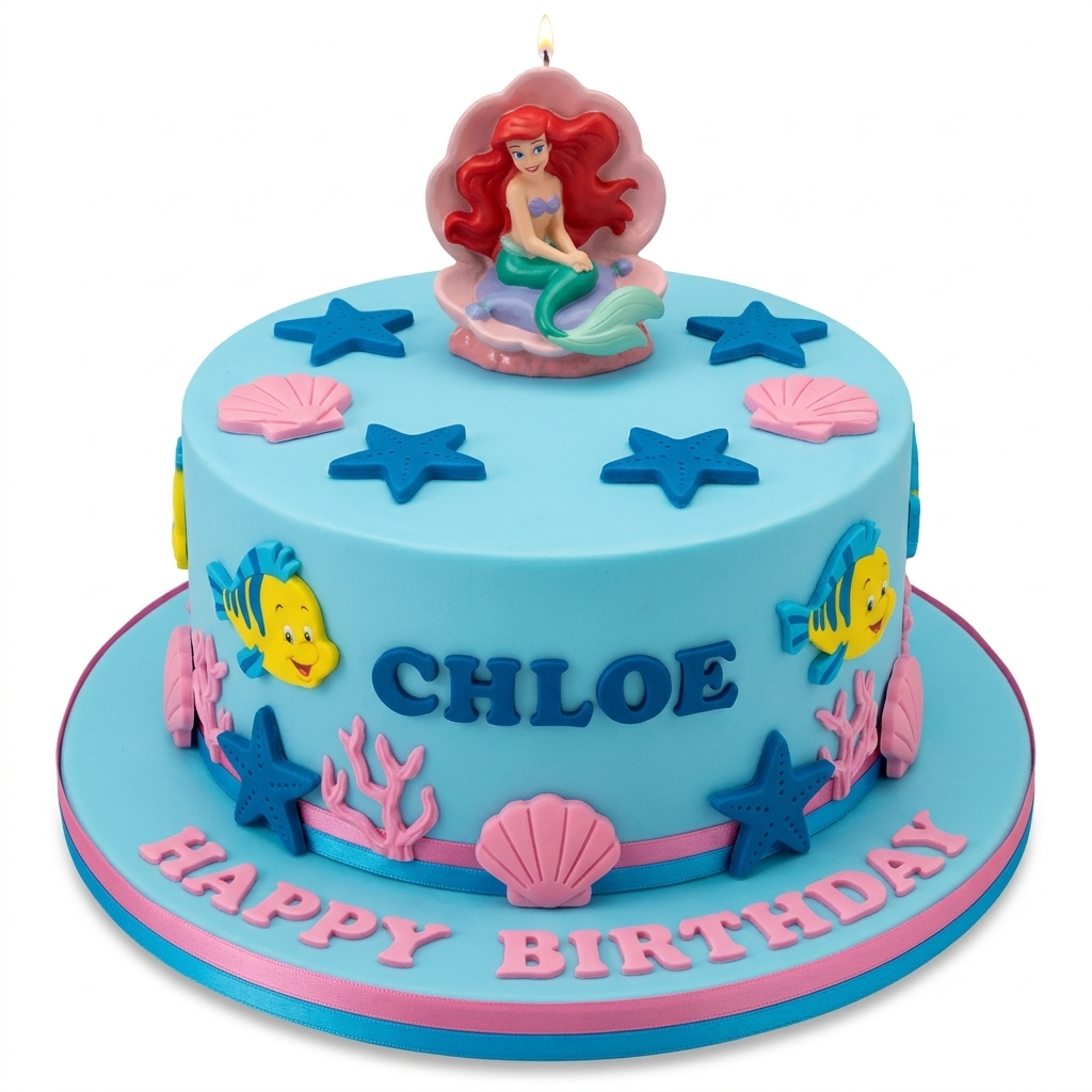 Ariel Mermaid Birthday Cake for Girls