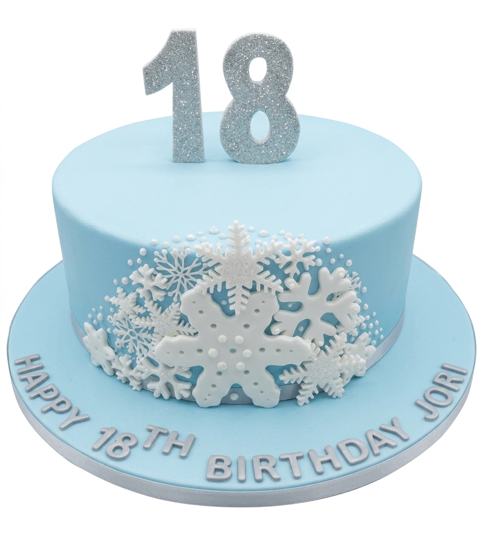 Snowflake Birthday Cake with Custom Age Topper