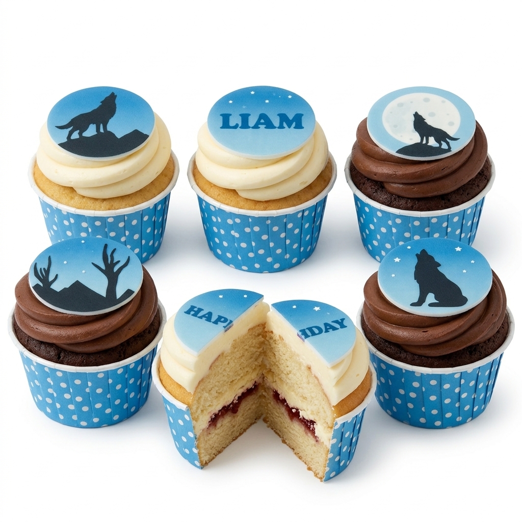 Wolf Theme Birthday Cupcakes for Boys