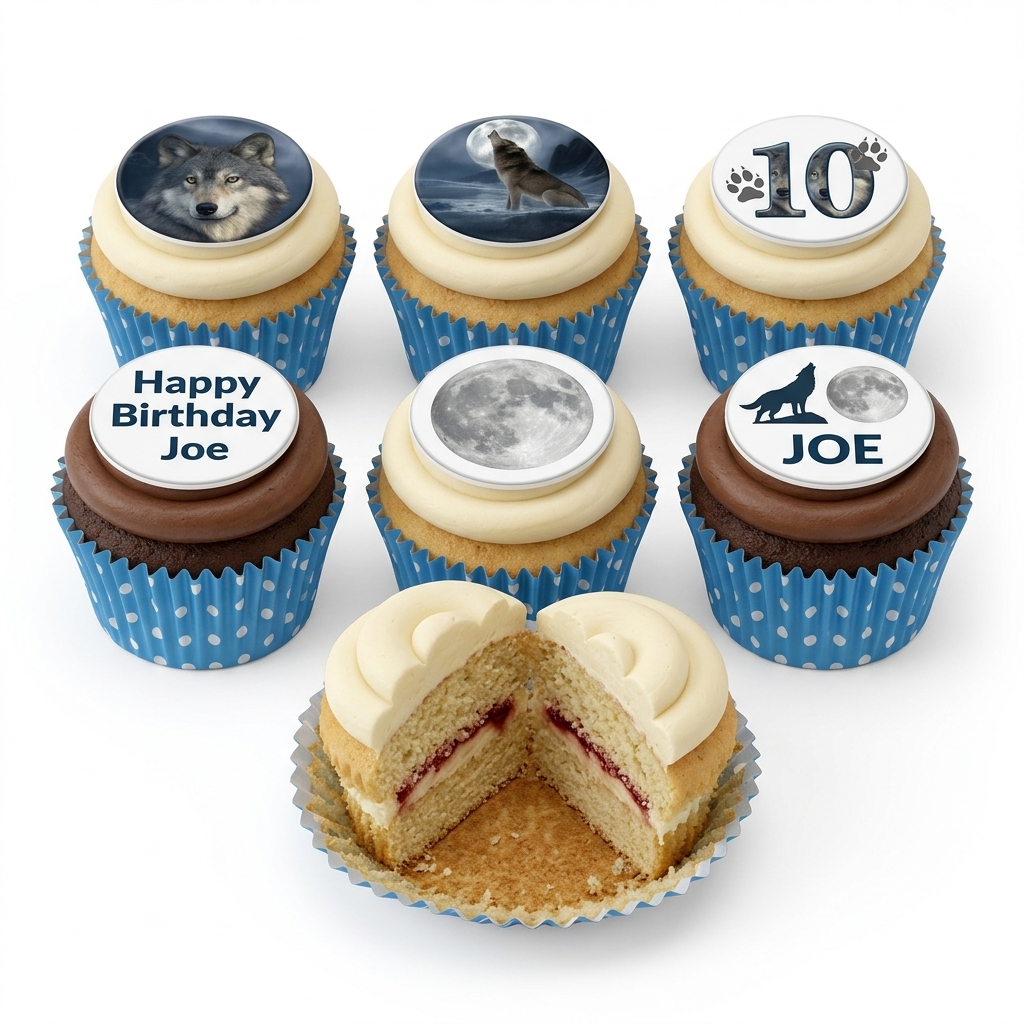 Personalised Wolf Theme Birthday Cupcakes