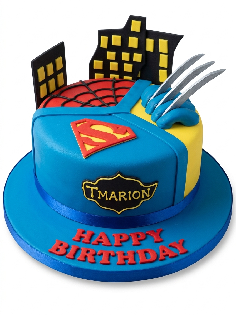 Ultimate Superhero Theme Birthday Cake