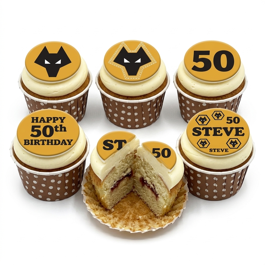 Wolves FC Birthday Cupcakes with Custom Age Topper