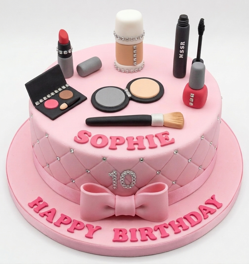 Makeup Theme Birthday Cake for Her
