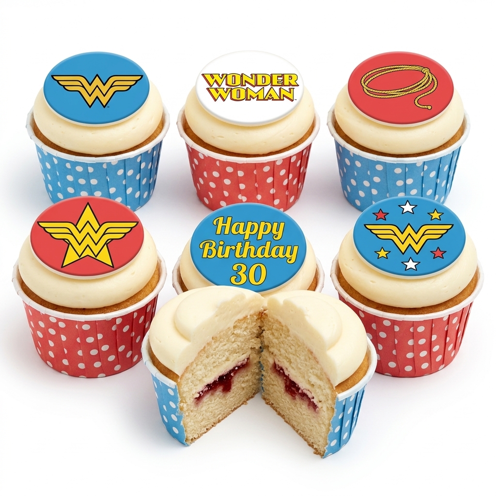 Wonder Woman Birthday Cupcakes with Custom Age