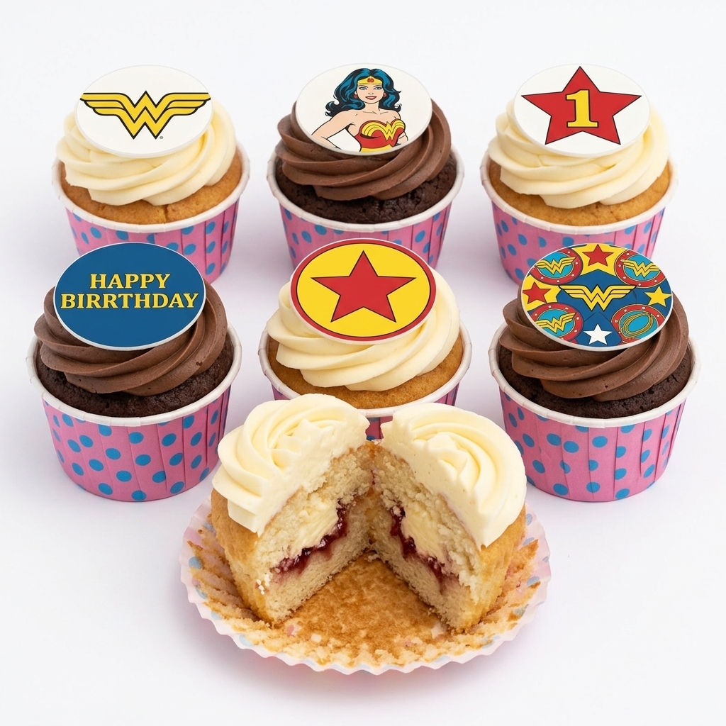 Wonder Woman Superhero Birthday Cupcakes