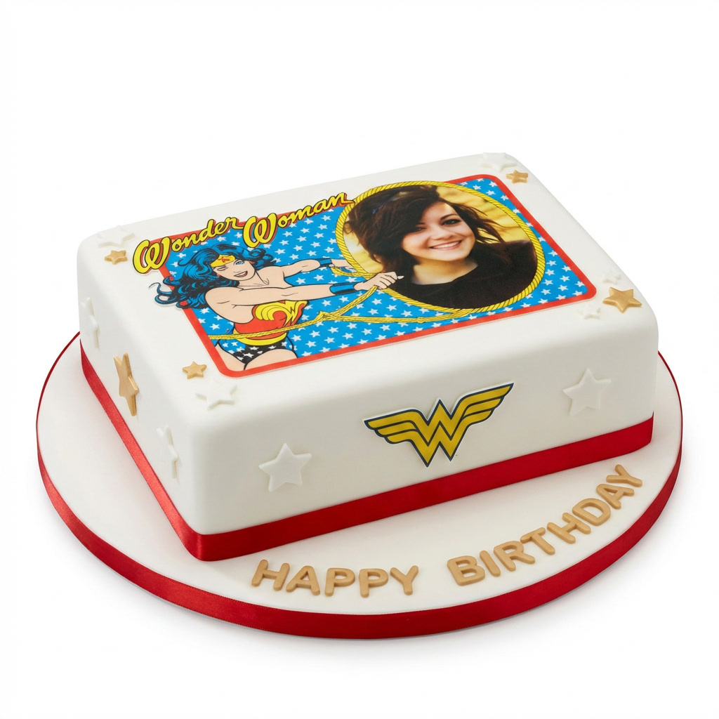 Wonder Woman Photo Birthday Cake